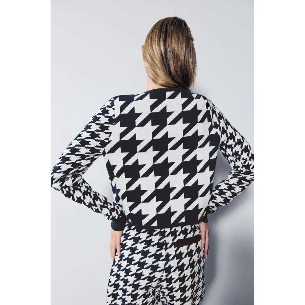 Rachel Antonoff Black White Houndstooth Cropped Cardigan Sweater Womens XS - Picture 2 of 6
